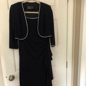Jeweled trim dress & jacket~navy